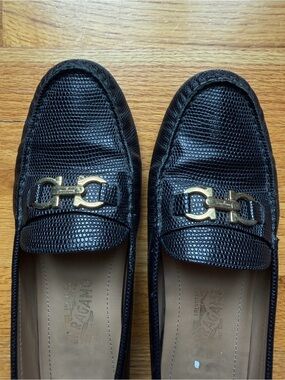 Salvatore Ferragamo Gancini Embossed Leather Loafers
